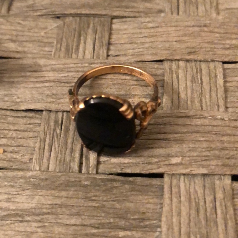 🔥1-30 14K R.G.P black stone ring size 6 vintage
